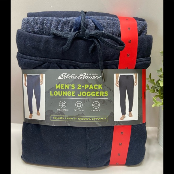 NEW Eddie Bauer Men’s 2 Pack Lounge Jogger Pants Navy/Blue M,XL - Picture 2 of 3